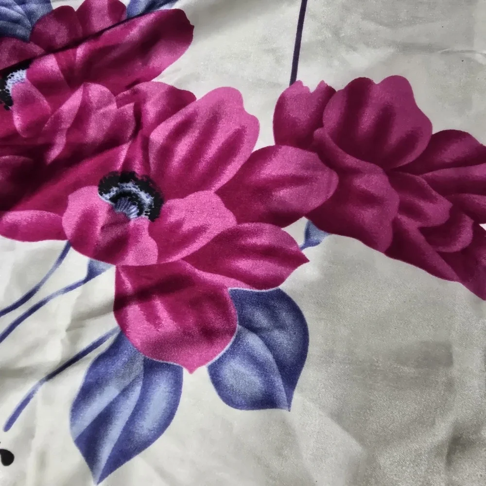 Vintage‎ Dior Silk Scarf - Neck Wrap Fuchsia and Blue Floral FU GUI HUA